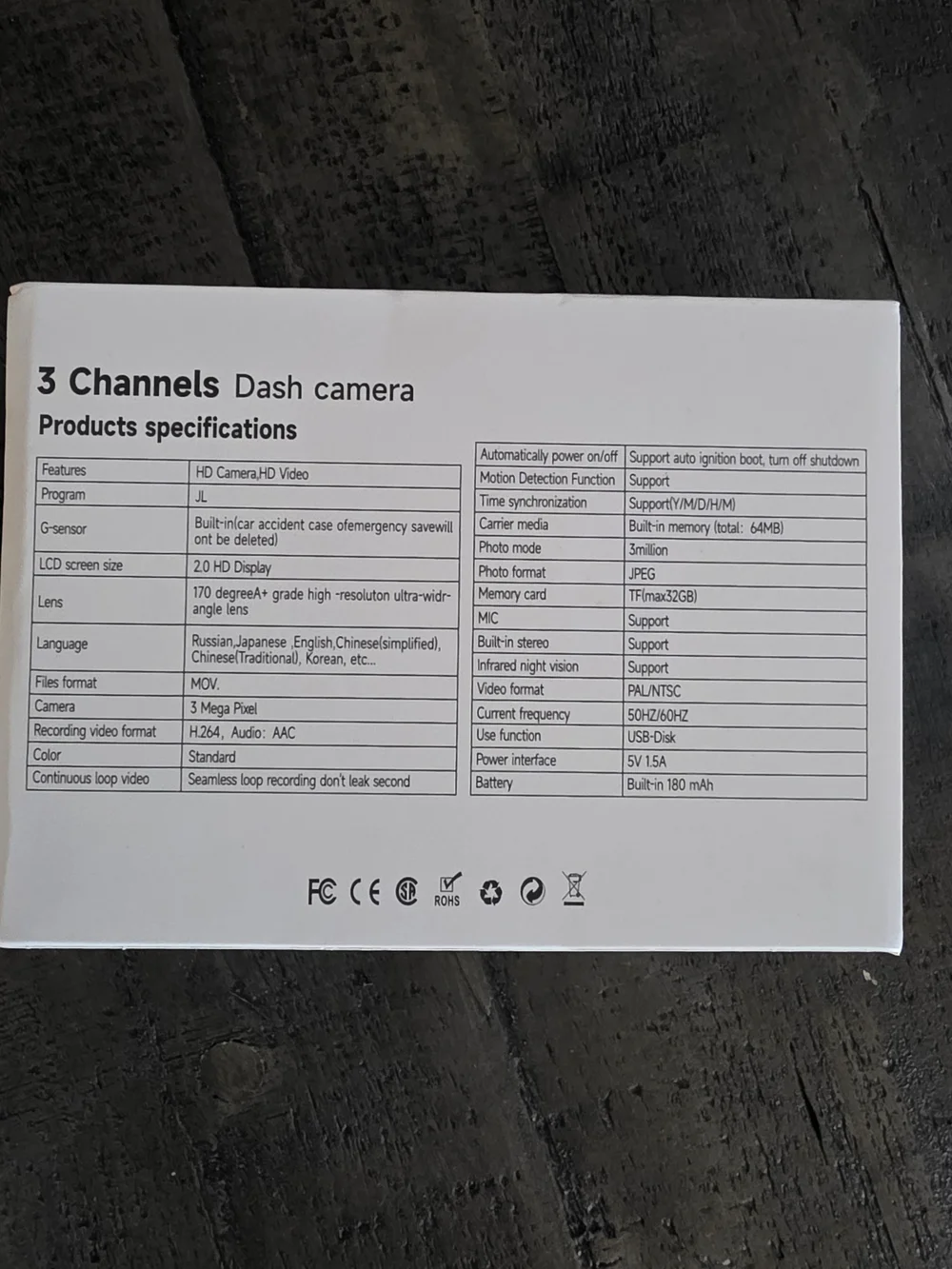 4K 3-Channel Dash Camera - Black
